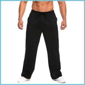 Lightweight Sweatpants Open Bottom Straight Leg Gym Lounge Pants
